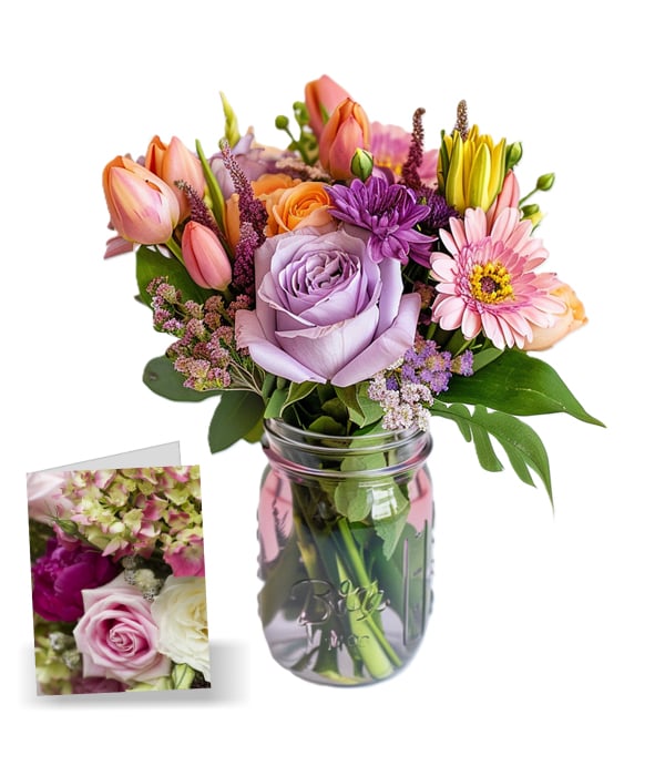 Bouquet Love Mom dans un pot Mason