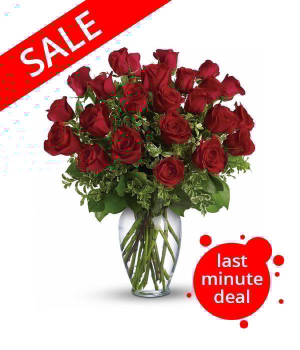 24 bouquet de roses rouges à longue tige pour la livraison