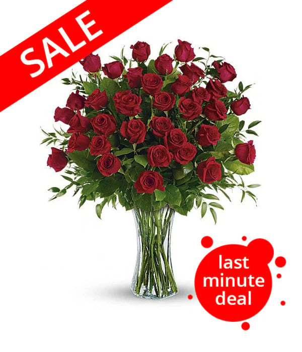 Bouquet de 36 Roses Rouges à Longue Tige