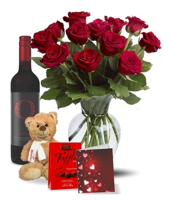 Coffret cadeau de luxe Roses et vin Collection IV