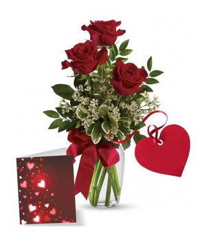 Bouquet Premium de Roses Rouges avec Carte - Toutes Occasions