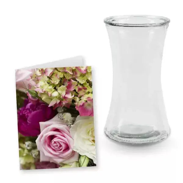Vase And Card Combo - Flower Delivery New Zealand