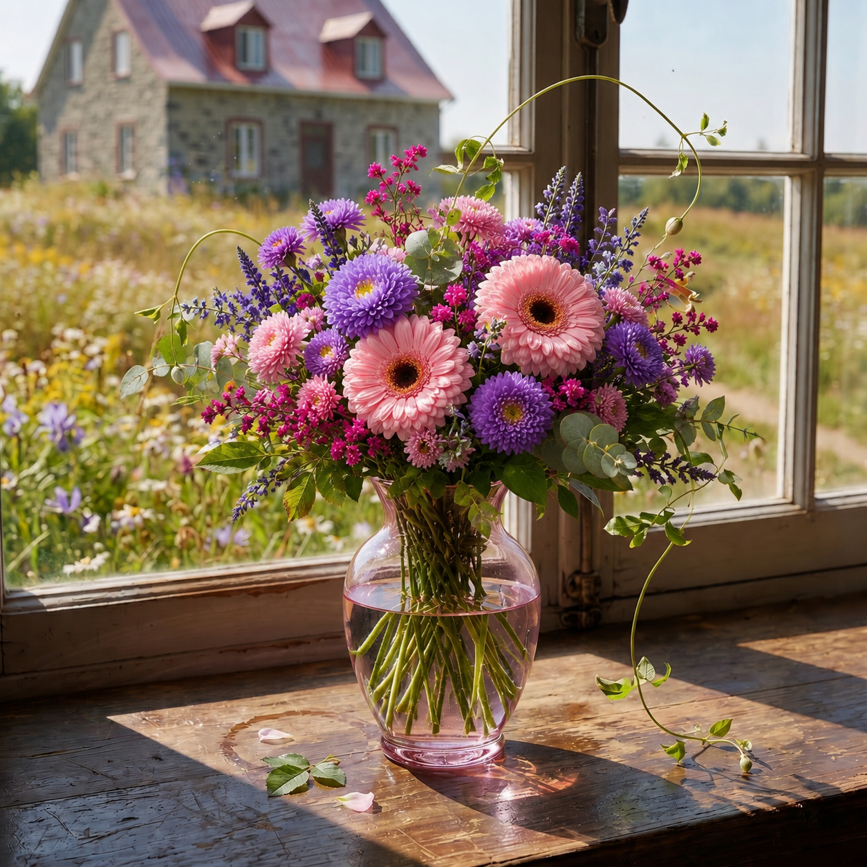 Vase rose tendre