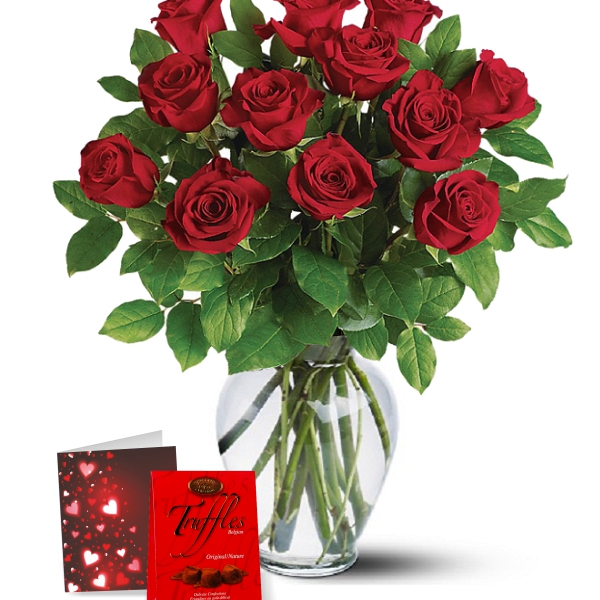 Combo 12 Roses Rouges & Truffes buy at Fleur Quebec
