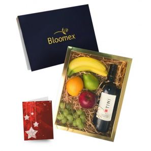 Boîte-Cadeau Fruits et Vin Rouge